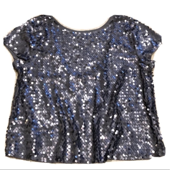 🆕 Express silver sequin cropped cap sleeve… - Picture 2 of 14
